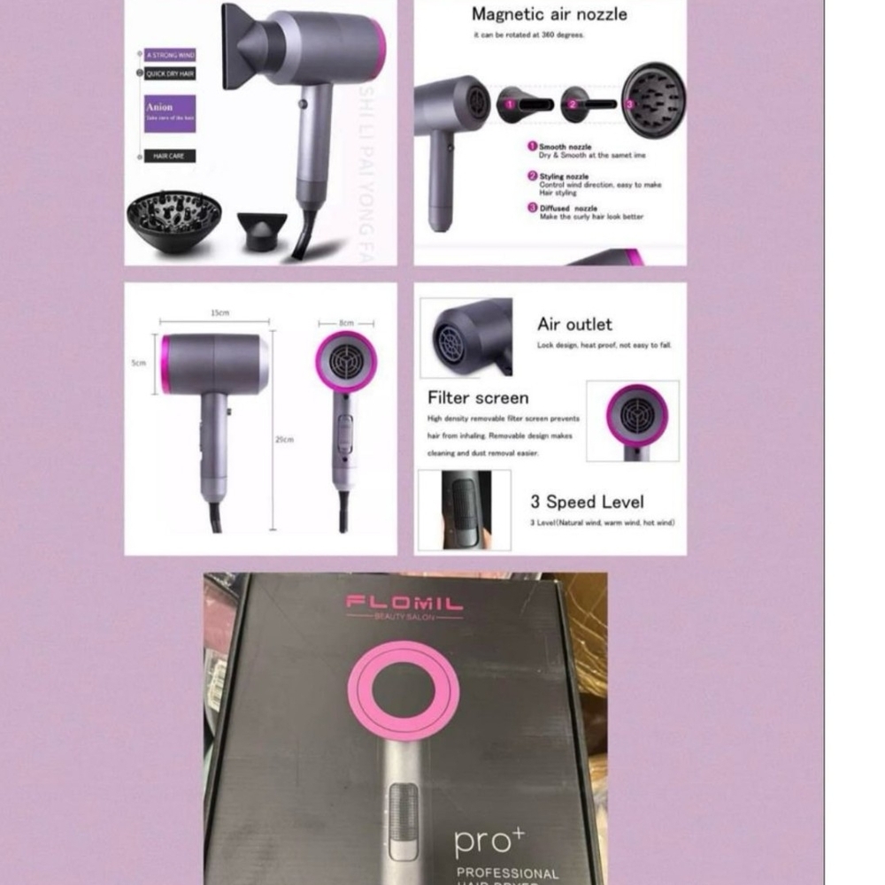 Pro+ Hair Dryer - Gray and Pink